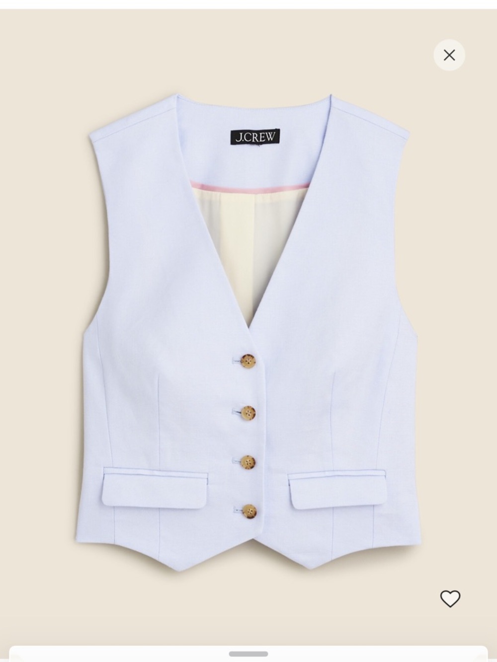 J.Crew Light Blue Linen Vest in Peri Blue (full 3 piece set avail to bundle)
